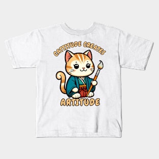 Artist cat Kids T-Shirt